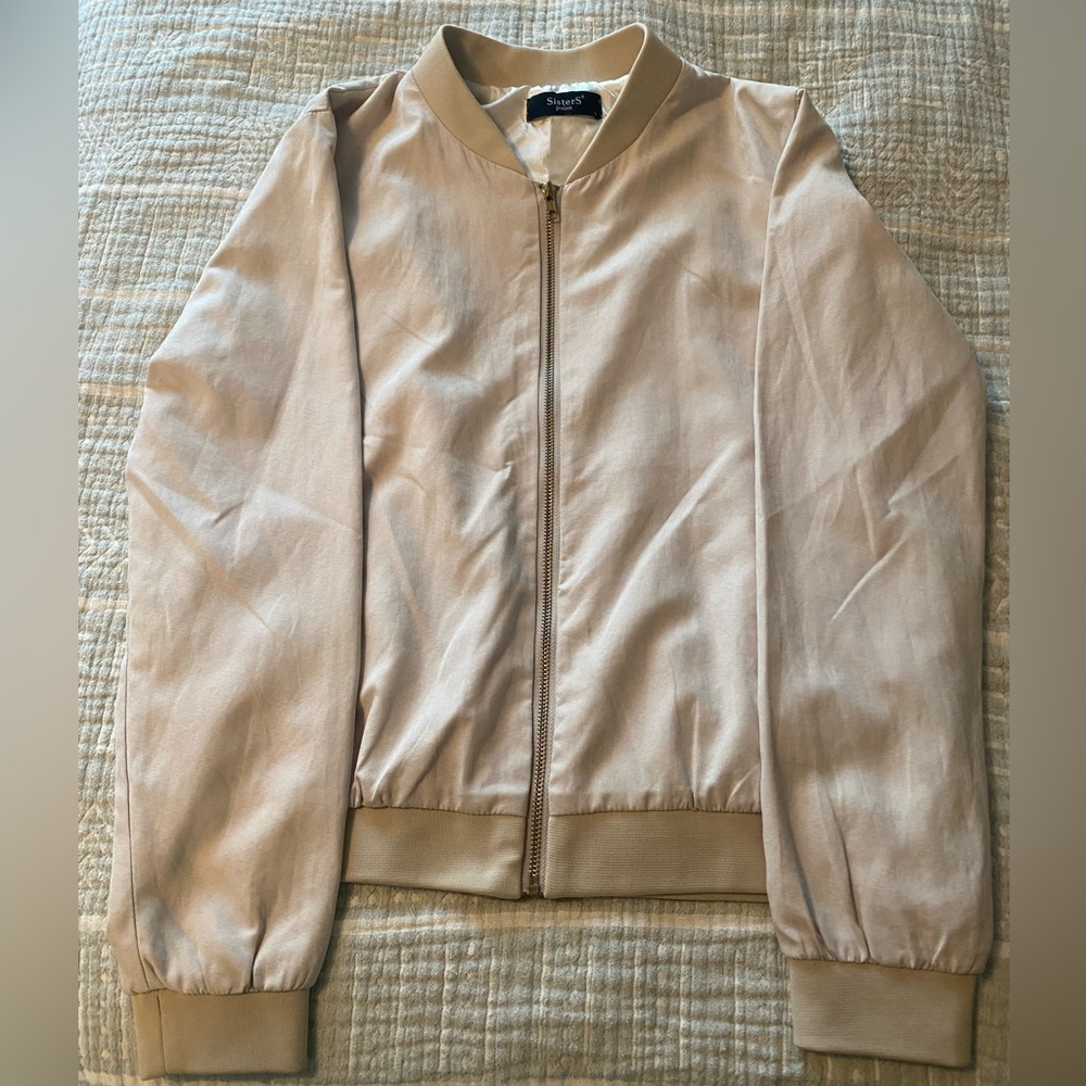 Sisters Point - beige bomber jacket - satiny, large, worn lightly, from denmark